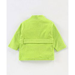 Babyhug Knit Terry Full Sleeves Without Hood Bath Robe with  Cow Patch - Green
