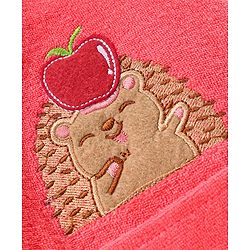 Babyhug Knit Terry Full Sleeves Hooded  Bath Robe with  Bear Patch - Red