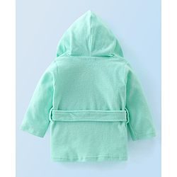 Babyhug Knit Terry Full Sleeves Hooded Bath Robe with Tiger Patch - Blue