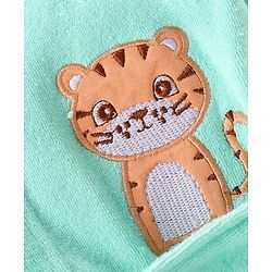 Babyhug Knit Terry Full Sleeves Hooded Bath Robe with Tiger Patch - Blue