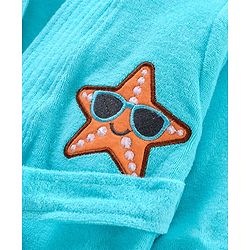Babyhug Knit  Terry Full Sleeves   Bathrobe Star  Patch - Blue