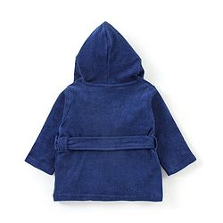 Babyhug Terry Knit Full Sleeves Hooded Bath Robe Teddy Patch - Blue