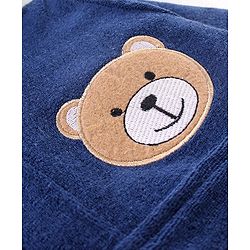 Babyhug Terry Knit Full Sleeves Hooded Bath Robe Teddy Patch - Blue