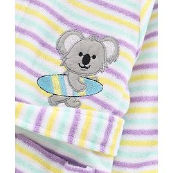 Babyhug Knit Terry Full Sleeves Striped Hooded  Bath Robe with  Koala Patch - Multicolour