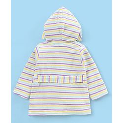 Babyhug Knit Terry Full Sleeves Striped Hooded  Bath Robe with  Koala Patch - Multicolour