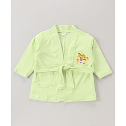 Babyhug Terry Knit Full Sleeves Hooded Bath Robe - Green
