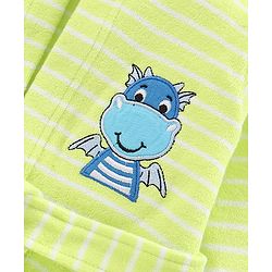 Babyhug Knit Terry Full Sleeves Striped Hooded  Bath Robe with  Diano Patch - Green