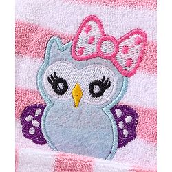 Babyhug Knit Terry Full Sleeves Striped Hooded  Bath Robe with  Owl Patch - Pink