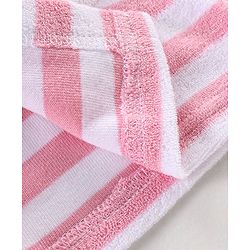 Babyhug Knit Terry Full Sleeves Striped Hooded  Bath Robe with  Owl Patch - Pink