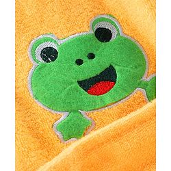 Babyhug Knit Terry Full Sleeves Hooded Bath Robe with Frog Patch - Yellow