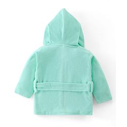 Babyhug Knit Terry Full Sleeves Hooded  Bath Robe with  Lion Patch - Blue