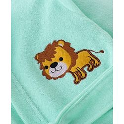 Babyhug Knit Terry Full Sleeves Hooded  Bath Robe with  Lion Patch - Blue