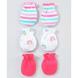 Babyhug 100% Cotton Mittens Pack of 3 - Multicolour