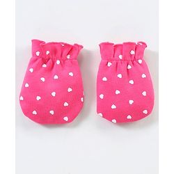 Babyhug 100% Cotton Mittens & Booties Set Heart Print - Pink