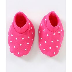Babyhug 100% Cotton Mittens & Booties Set Heart Print - Pink