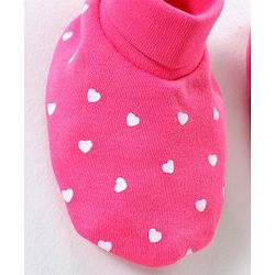 Babyhug 100% Cotton Mittens & Booties Set Heart Print - Pink