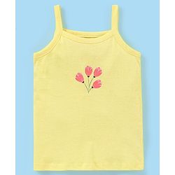 Babyhug 100% Cotton Antibacterial  Sleeveless Slips Dot & Floral Print Pack Of 3- Yellow & Orange