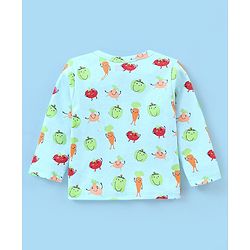 Babyhug 100% Cotton Antibacterial Full Sleeves Vests Bunny & Stripe Printed Pack of 3 - Peach & Blue