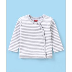 Babyhug 100% Cotton Antibacterial Full Sleeves Vests Bunny & Stripe Printed Pack of 3 - Peach & Blue