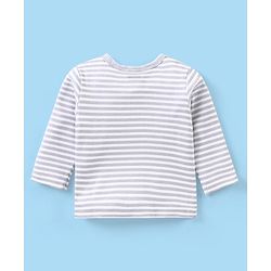 Babyhug 100% Cotton Antibacterial Full Sleeves Vests Bunny & Stripe Printed Pack of 3 - Peach & Blue