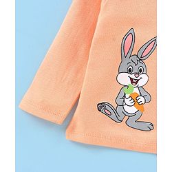 Babyhug 100% Cotton Antibacterial Full Sleeves Vests Bunny & Stripe Printed Pack of 3 - Peach & Blue