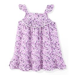 Babyhug 100% Viscose Sleeveless Floral Print Frock with Cotton Lining - Lilac