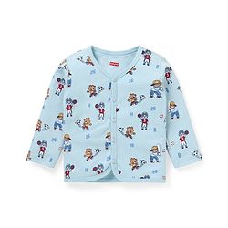 Babyhug 100% Cotton Antibacterial Full Sleeves Vests Teddy Print Pack of 3 - Red & Blue