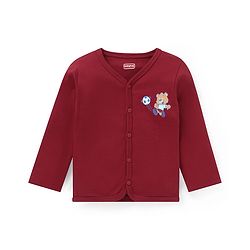 Babyhug 100% Cotton Antibacterial Full Sleeves Vests Teddy Print Pack of 3 - Red & Blue