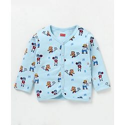Babyhug 100% Cotton Antibacterial Full Sleeves Vests Teddy Print Pack of 3 - Red & Blue