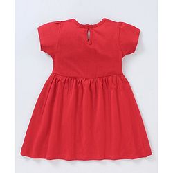 Babyhug 100% Cotton Knitted Half Sleeves Heart Print Frocks Pack of 2 - Grey & Red