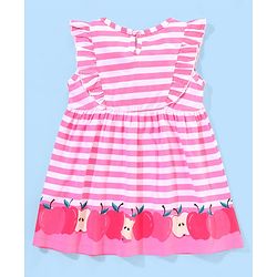 Babyhug 100% Cotton Sleveless Stripe with Bow Detailing Frock - Pink