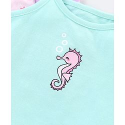 Babyhug 100% Cotton knit Sleeveless Sea Horse & Dot Printed Slips Pack of 3 - Blue Pink & Purple