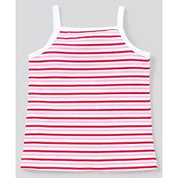 Babyhug 100% Cotton Sleeveless Striped Slips Floral Print Pack of 3 - Red Pink & Blue