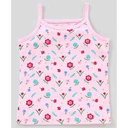Babyhug 100% Cotton Sleeveless Striped Slips Floral Print Pack of 3 - Red Pink & Blue