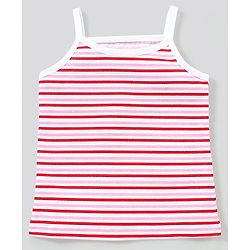 Babyhug 100% Cotton Sleeveless Striped Slips Floral Print Pack of 3 - Red Pink & Blue