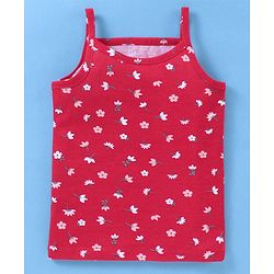 Babyhug 100% Cotton Sleeveless Striped Slips Floral Print Pack of 3 - Red & Pink