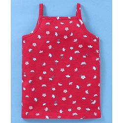 Babyhug 100% Cotton Sleeveless Striped Slips Floral Print Pack of 3 - Red & Pink