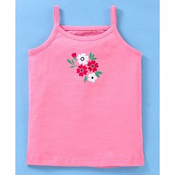 Babyhug 100% Cotton Sleeveless Striped Slips Floral Print Pack of 3 - Red & Pink