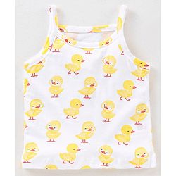 Babyhug 100% Cotton Knit Sleeveless Slips Duck Print Pack of 3 - Blue & White