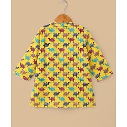 Babyhug 100% Cotton Full Sleeves Kurta & Dhoti Digital Print - Yellow