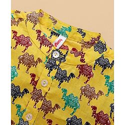 Babyhug 100% Cotton Full Sleeves Kurta & Dhoti Digital Print - Yellow