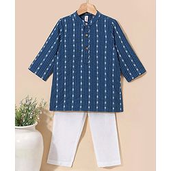 Babyhug Cotton Full Sleeves Printed Kurta & Pyjama Set- Indigo