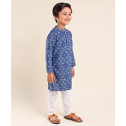 Babyhug Cotton Full Sleeves Kurta & Pyjama Set Bandhani Print- Indigo