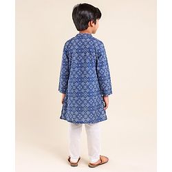 Babyhug Cotton Full Sleeves Kurta & Pyjama Set Bandhani Print- Indigo