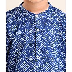 Babyhug Cotton Full Sleeves Kurta & Pyjama Set Bandhani Print- Indigo