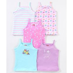 Babyhug 100% Cotton Sleeveless Slips Striped Pack of 5 - Blue & Pink