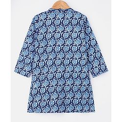 Babyhug 100% Cotton Full Sleeves Kurta With Payjama Set Embroidered - Indigo