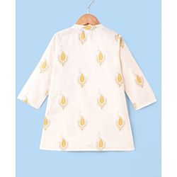 Babyhug 100% Cotton Woven Full Sleeves Embroidered Kurta & Dhoti Set - Cream