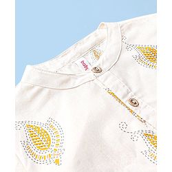 Babyhug 100% Cotton Woven Full Sleeves Embroidered Kurta & Dhoti Set - Cream