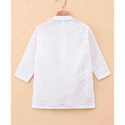 Babyhug 100% Cotton Full Sleeves Schiffly Kurta & Pajama Set - White